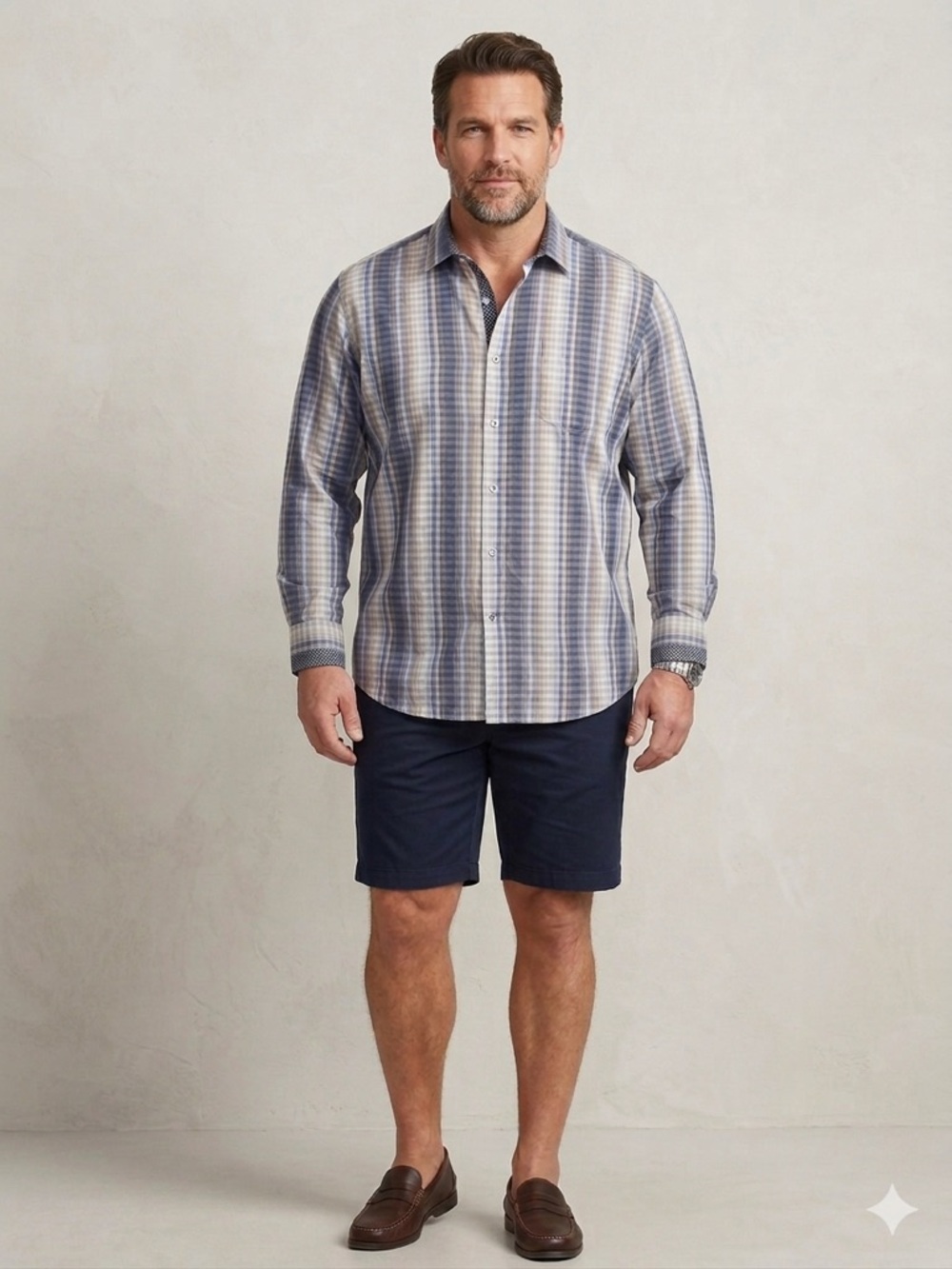 Tommy Bahama Men's Blue and White Plaid Button-Down Shirt Size XXL